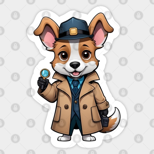 Detective Corgi Sticker by Leon Star Shop